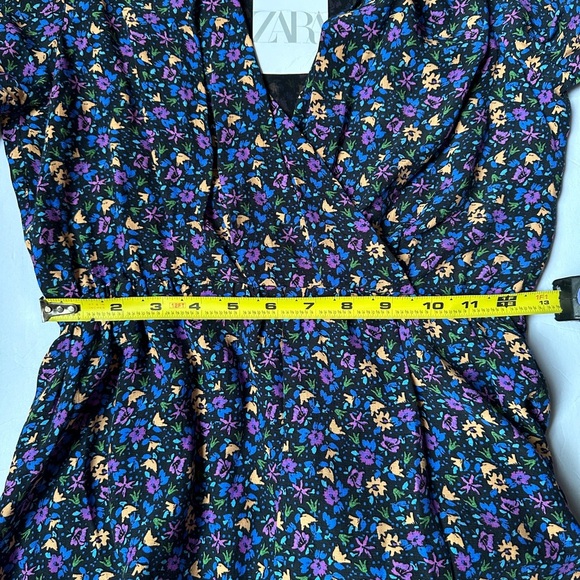 Zara Mini Dress | Boho Floral Print | Women’s XS | Shoulder Pads | Long Sleeve - Picture 7 of 11
